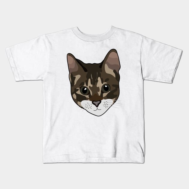 Lovely Tabby Cat Face Kids T-Shirt by crankycranium